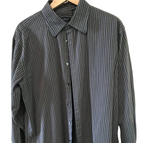 Van Heusen Men’s Shirt: Vintage Button-Down Long Sleeves Brown Stripes, Size L - Picture 6 of 9